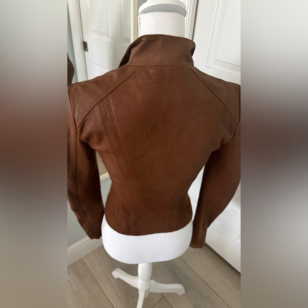 Marc New York Brown Leather Jacket Sz XS - Picture 9 of 16